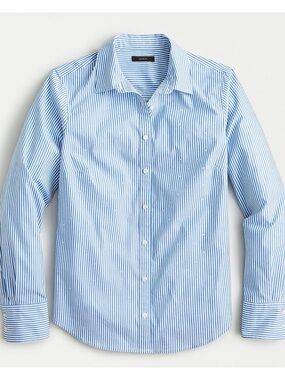 J. Crew | Gemstone embellished perfect poplin shirt in stripe